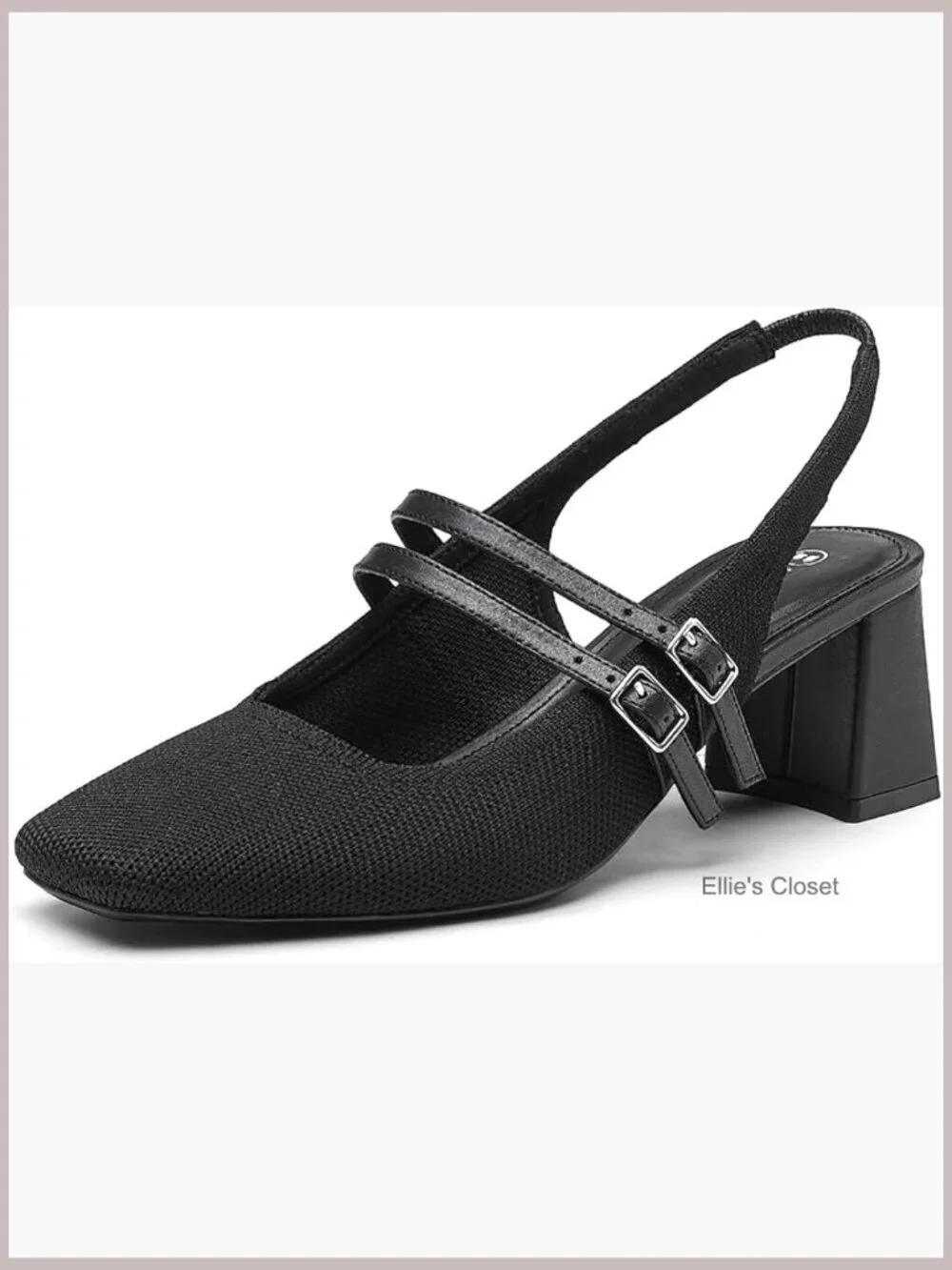 Women's Chunky Heel Mary Jane Pumps - Square Toe Slingback Dress Shoes
